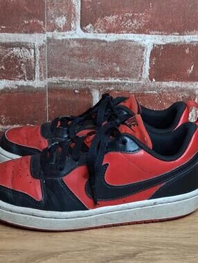 Nike Shoes Boys Size 3.5 Court Borough Low Recraft Red Black Leather